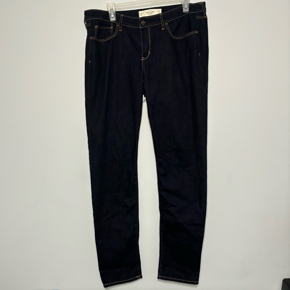 Abercrombie & Fitch - Mid-Rise Skinny Jeans - Size 14 Long - Dark Blue Wash